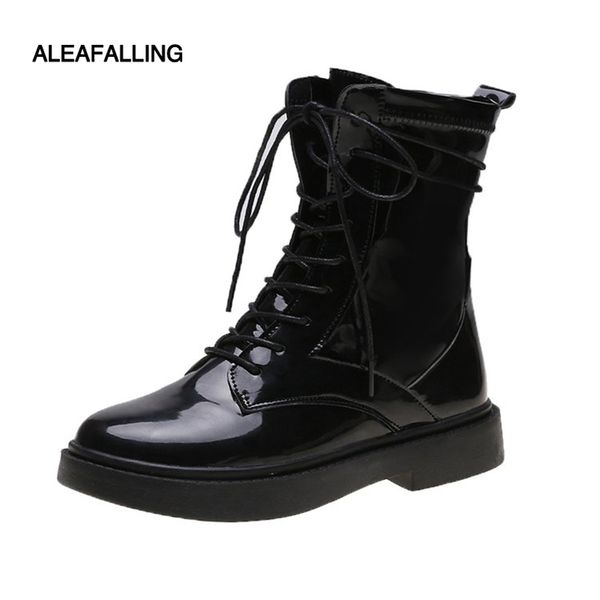 

aleafalling women winter boots women snow boots mature lady lace up soft black leather high tube lady shoes outdoor girl shoes