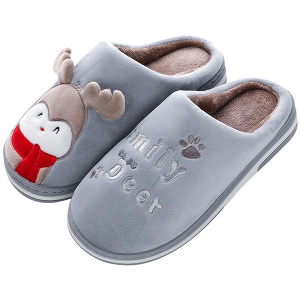 

warm cotton winter women home slippers soft cute cartoon animals indoor non-slip house slippers girls cute shoes footwear, Black