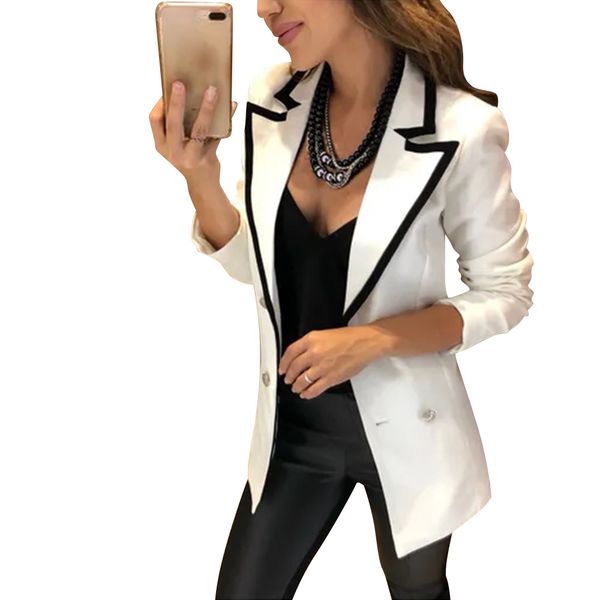 

elegant single breasted women blazer jackets solid colour slim bussiness blazer office lady blazers coats blaser feminino d30, White;black