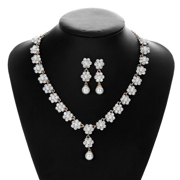 

necklace & earring wedding set, diamond flower decorating ,fit for dinner party, rose gold hign quality and ing, Silver