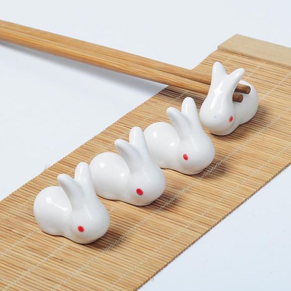

ceramic cartoon white rabbit chopsticks holder kitchen tableware