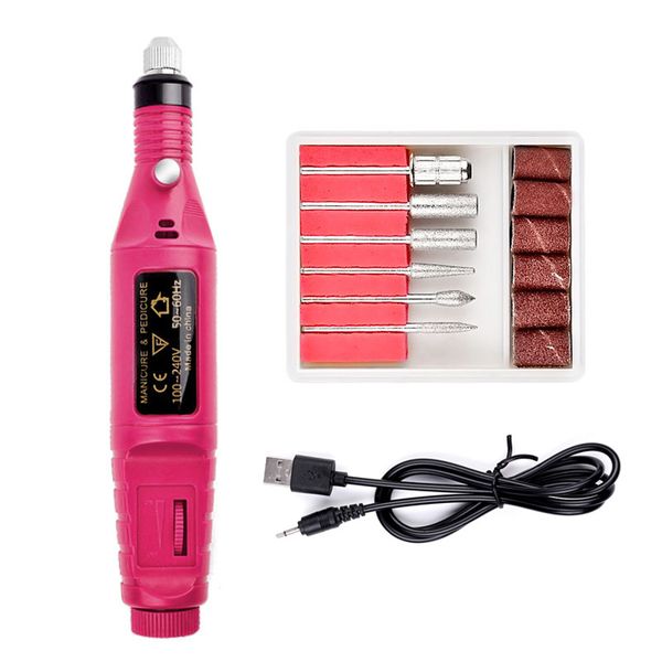 

1set power professional electric manicure pen machine nail file nail tools drill file uv gel remove buffer tools, Silver