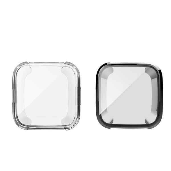 

2 pack screen protector tpu overall protection case protector case all-around protective screen cover for fitbit versa clear and black