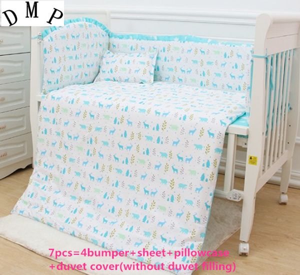 

promotion 6/7pcs baby bedding sets cot bedding set crib bumper , 120*60/120*70cm