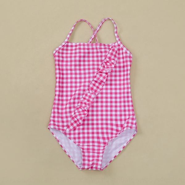 

girls shoulder strap ' one-piece swimsuit red plaid flounces adjustable shoulder strap children's swimsuit, White;black