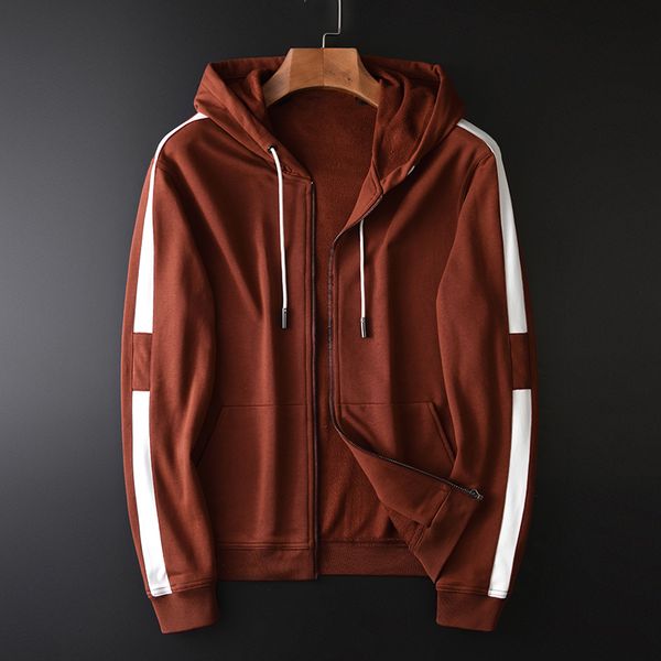 

minglu 100% cotton hooded sweatshirt men luxury contrast color stripe sweatshirt male autumn winter slim fit mens hoodies 4xl, Black