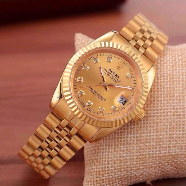 

famous watches rolex 40mm mens womens quartz watch steel band men sports watch women gift no box 22, Slivery;brown