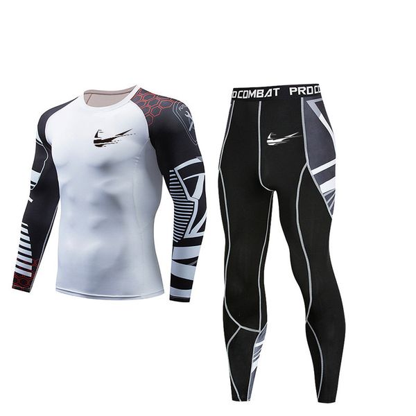 

compression sports suits men quick dry long sleeve shirt pants men's running set gym fitness tight outdoor sportswear clothes, Black;blue