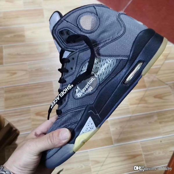 

new off authentic x air 5 white men basketball shoes black textile mesh upper 3m reflective tongues retro man sports sneakers ct8480-001