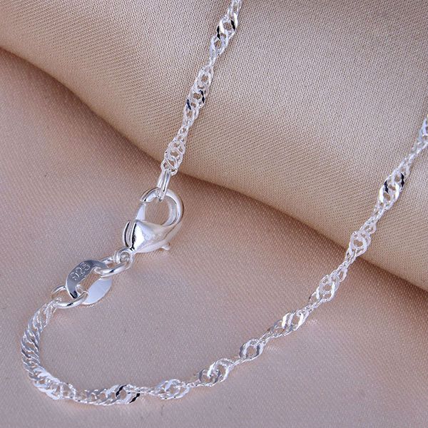 

water wave singapore necklace chains with lobster clasps 16"-30" women silver plated chain jewelry
