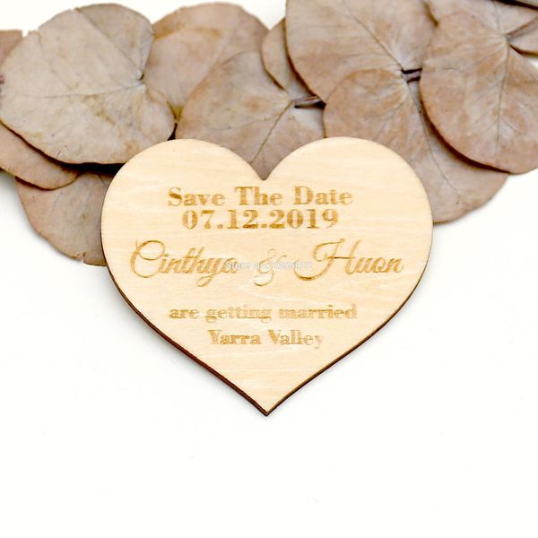 

personalized wedding heart save the date magnets,custom wood rustic save the date,party favors gifts,wedding favor