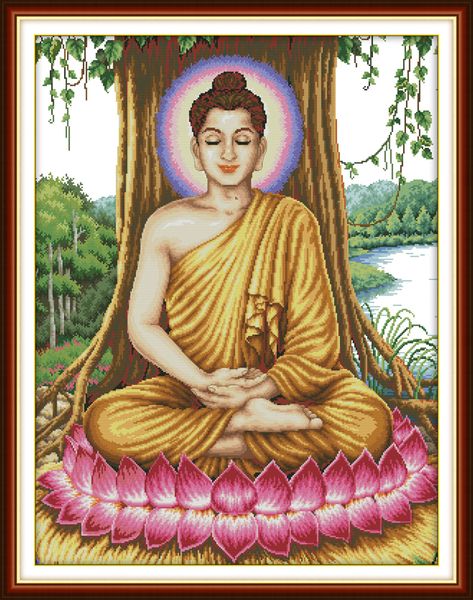 Sakyamuni Buddha dipinto decorazioni per la casa pittura, ricamo a punto croce fatto a mano set di cucito contato stampa su tela DMC 14CT / 11CT