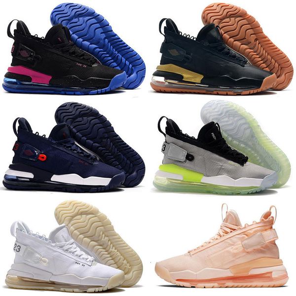 

new new jumpman 23 x mens proto 72c in purple and royal 720s in neon green and blue retro kids sports sneakers basketball shoes, Black