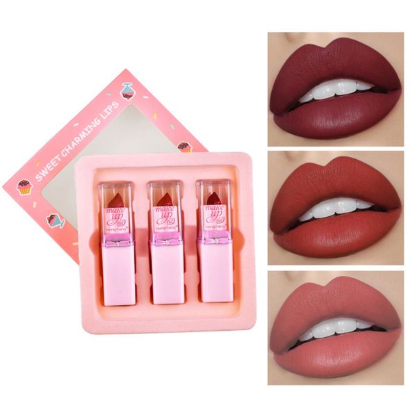 

3pcs matte lipstick long-lasting waterproof smudge-proof easy to color velvet lipstick makeup cosmetics new