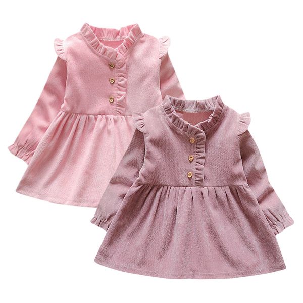 

Toddler Kid Baby Girl Long Sleeve Solid Party Princess Dress Tops 2019 Baby Dress Vestido Infantil Baby Dress Fashion 2018 Hot