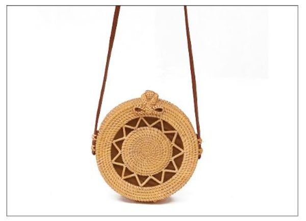 

designer-new women bag summer round bag lady strew handmade beach rattan shoulder bags wicker weave handbag messenger crossbody