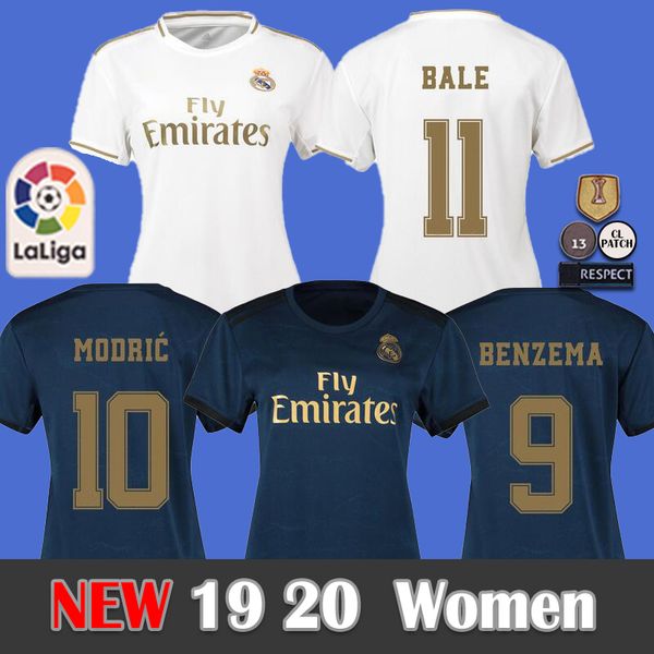 

19 20 real madrid hazard women soccer jersey modric asensio vinicius jr bale sergio ramos casemiro navas isco camiseta uniform women, Black;yellow