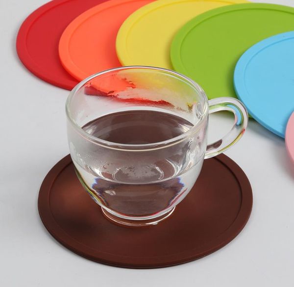 Silicone café Placemat Rodada de silicone porta-copos Cup Caneca Pad Glass Mat bebidas Início Coasters Kitchen Table Decor SN937