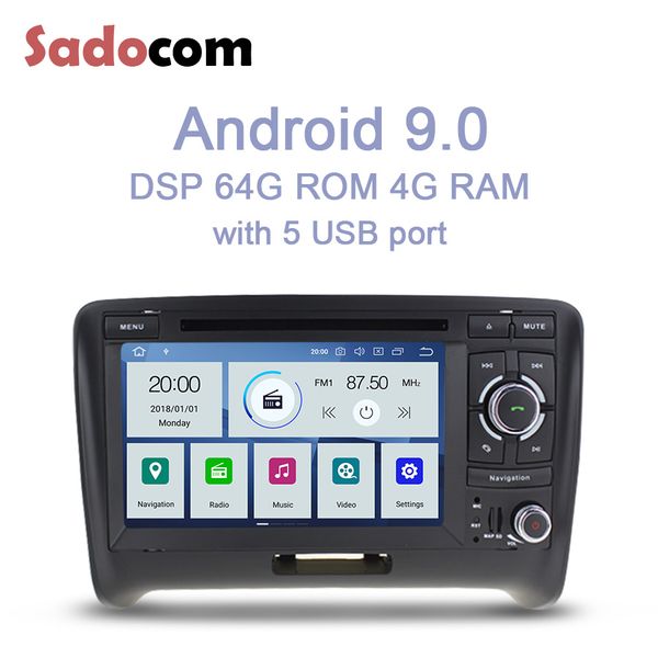 

7" dsp px6 2 din android 9.0 car dvd player 6 core 64gb rom 4gb ips obd2 bluetooth autoradio for audi 2006 -2014 2015