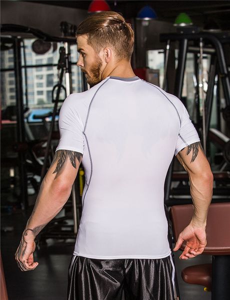 

new 2019 summer running t-shirts workout clothes men's basketball team ball training suit elastic compression quick dry tshirt, Black;blue