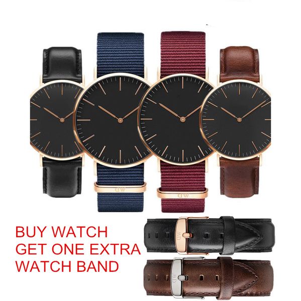 

горячая марка wathes 40мм 36мм мужских часов с подарочной коробкой womens часы с dw кварцевых наручных часов женского relogio montre femme ч, Slivery;brown