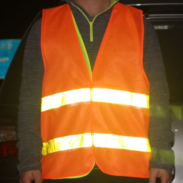 

1pcs car motorcycle reflective safety clothing high visibility fluorescent reflective vest traffic warning coat reflect stripes