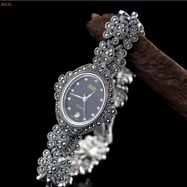 

silver 925 bracelets for men and women thai silver jewelry s925 sterling jewelry marcaishi women's bracelets 2019 new, Black