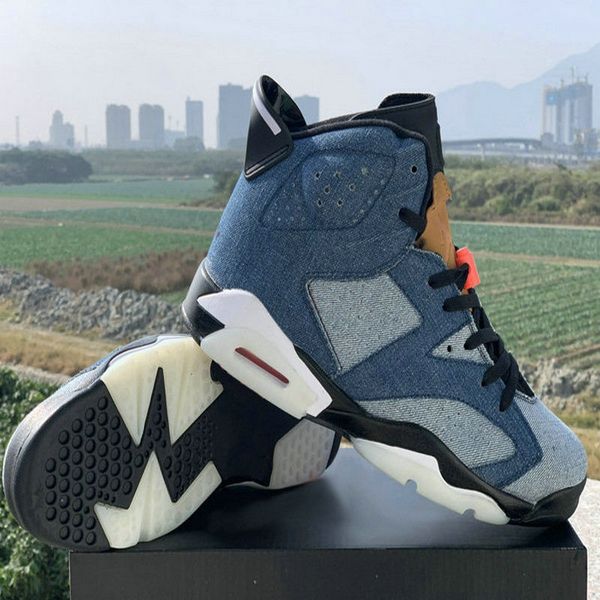 

2020 new arrival jumpman 6 washed denim blue 6s basketball shoes for men sports sneakers trainers mens des chaussures zapatos size 13