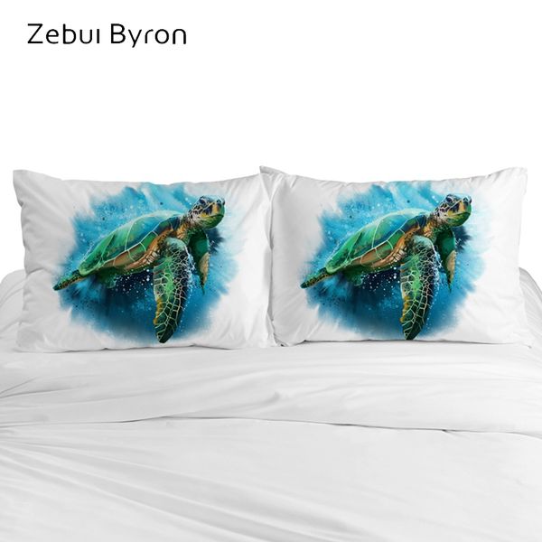 

3d pillow case custom,2 pcs pillowcase 50x70/50x75/50x80,decorative pillow cover cartoon kids bedding animal turtle,drop ship