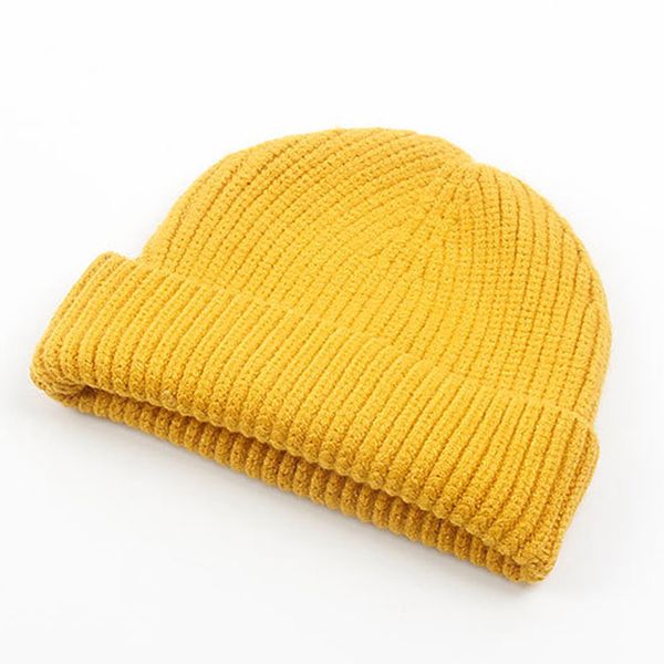 

thick solid plain knit skullies cap mens beanie warm winter hats for women yellow red beige grey green