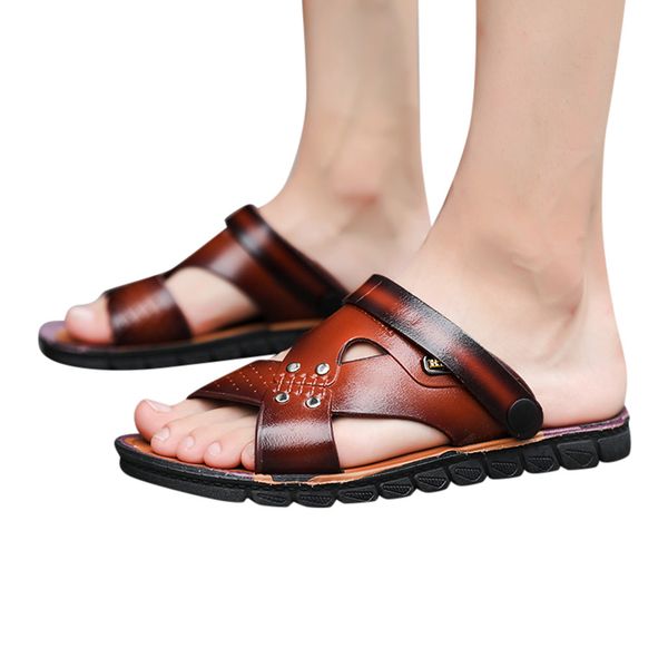 

2019 comfortable handmade men sandals big size sandals men's british fashion cool breathable beach shoes leisure shoes beach, Black