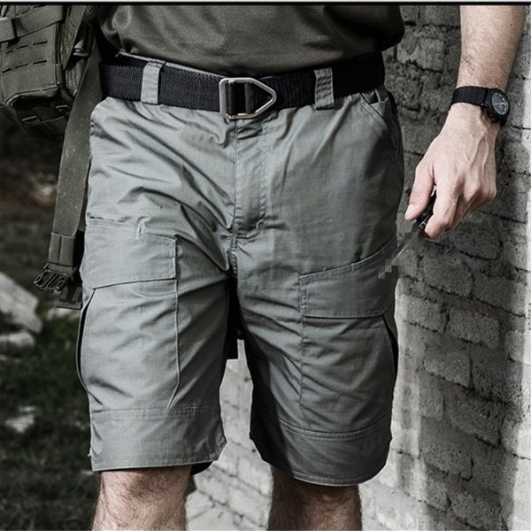 

men tactical cargo shorts waterproof camouflage outdoor camping climbing hiking hunting trekking male trousers, Brown;gray