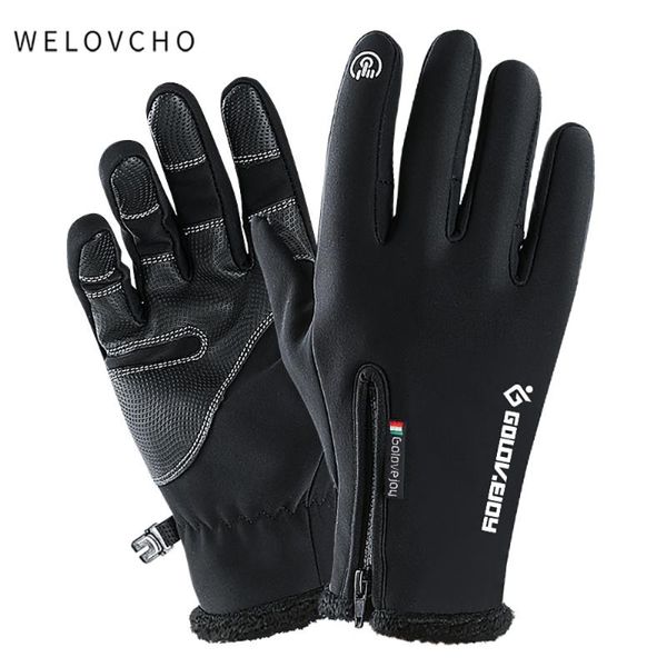 

welovcho winter ski gloves men windproof keep warm touch screen snowboard gloves outdoor sports motorcycle, Blue;gray
