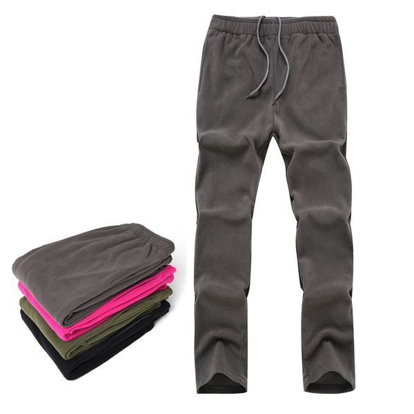 

winter outdoor fleece male female keep warm trousers windproof outdoor sports men women climbing skiing leisure sports pants, Black;green