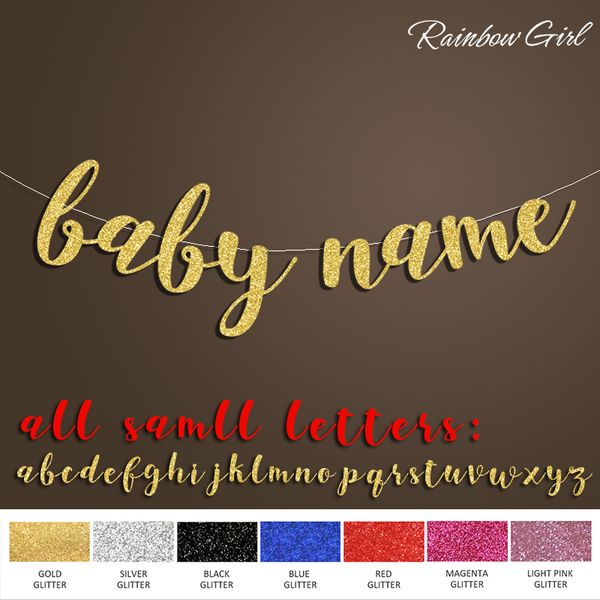 

baby with personalized name banner,boy or girl birthday party decor,baby shower announcement gold glitter decorations supplies