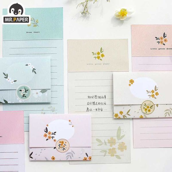 

mr.paper chinese ancient style flowers greeting card butter paper envelopes with seal stickers wonderful creative gift envelopes