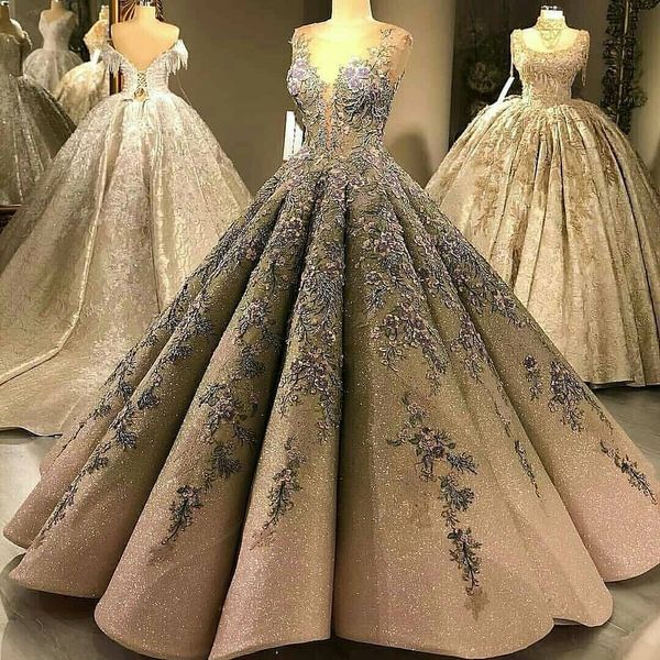 Vestidos de baile de lantejoulas de luxo com renda de renda de renda