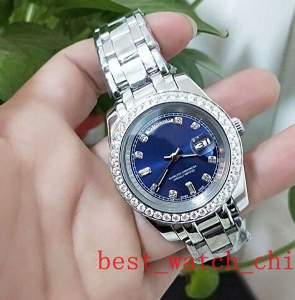 

2019 new 228238 diamond blue dial automatic mechanical stainless steel men's watch, Slivery;brown