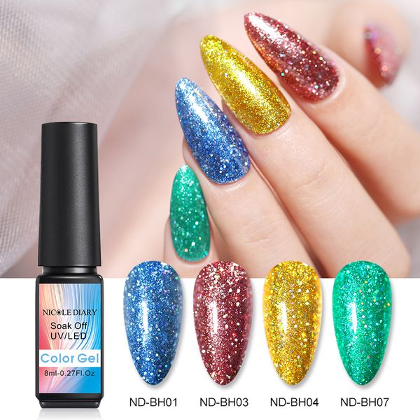 

nicole diary nail gel polish holographic cat eye soak off uv gel nail polish lacquer varnish art designs manicure, Red;pink