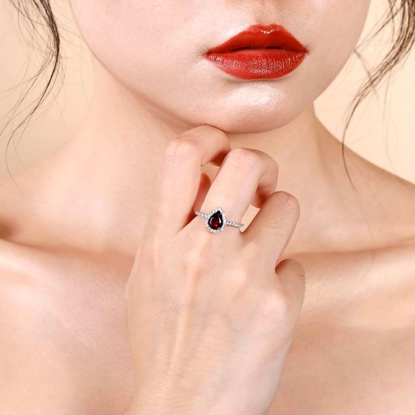 

гранат кольца обручальные помолвки gem балетных 1.36ct натуральный красный для женщин 925 серебряное кольцо романтический классический fine, Silver