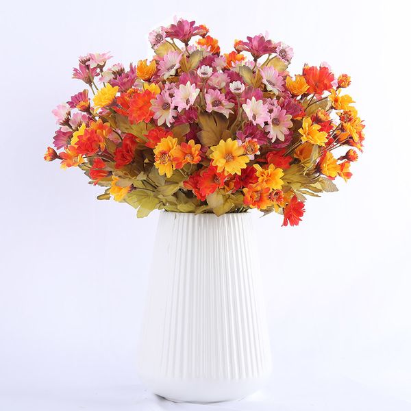 Acheter 35 Têtes Petite Soie Fleurs Artificielles Tournesols Automne Décoration Table Pour La Maison Automne Gerbera Marguerite Jaune Faux Bouquet De