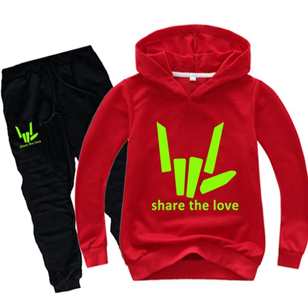 

2-16 2020 spring youtube share the love clothing set kids gestures symbol hoodie pants 2pcs sets baby boys tracksuit girl outfit, White