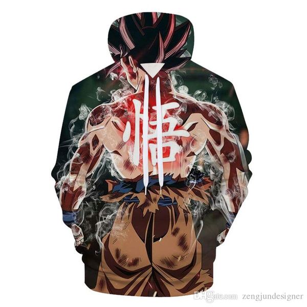 

mens autumn designer hoodies 3d print dragon ball pullover long sleeve hat homme clothing fashion style casual apparel, Black