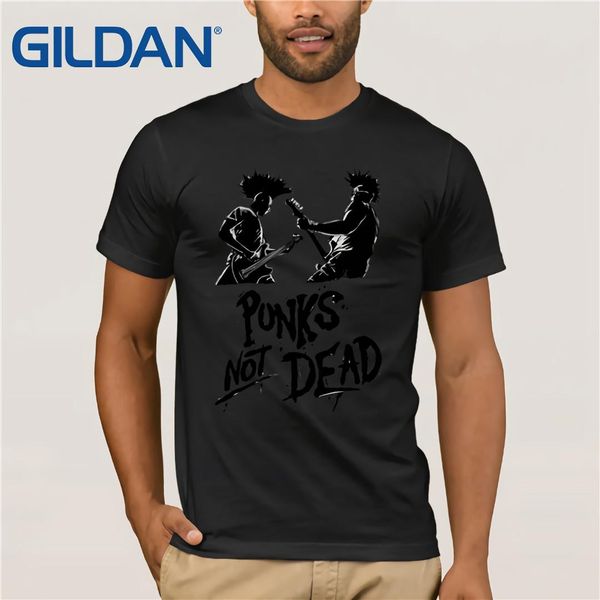 

punks not dead print cotton casual o-neck cool summer t-shirt, White;black