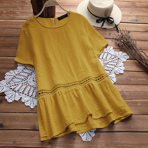 

plus size womens blouses summer women linen blouse 2019 female short sleeve blusa streetwear plus size short sleeve hollow, White