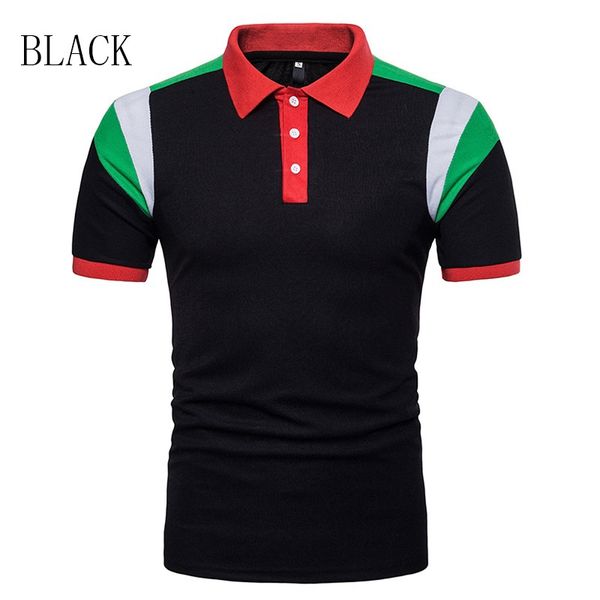 

men's polos zogaa summer leisure lapel personality male shoulder color matching short sleeve shirt 4 colors men, White;black