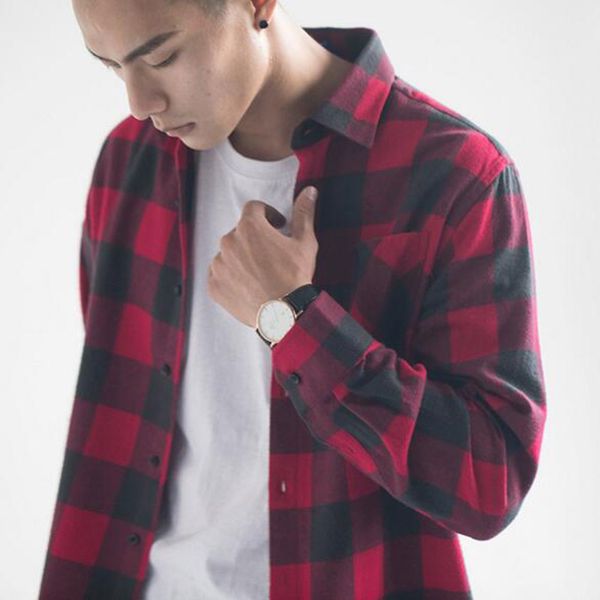 

2019 fashion men long sleeve thicken warm casual shirts,plaid flannel cotton slim fit shirts camisa plus size s-4xl, White;black