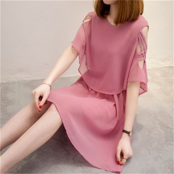 

2020 summer new women's fashion loose ladies temperament chiffon strapless a-line dress little girl