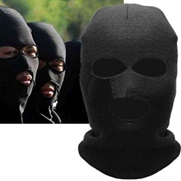 

warm winter sports 3holes face mask ski mask outdoor cycling windproof knitting wool black knitting wool unisex, Black;white