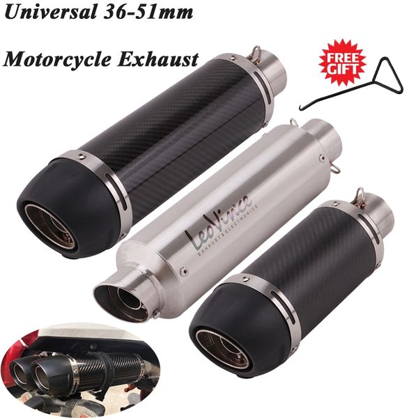

universal 51mm motorcycle leovince exhaust pipe escape modified muffler carbon fiber db killer for z250 r25 ducati 696 nvx155 r6
